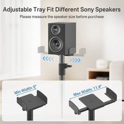 Speaker Stands Pair for Sony SS-CS5/ SS-CS5M2/SA-Z9R/SA-RS8 Rear Speakers, Height Adjustable Extend 29” to 37.5”, Dual Side Clamp Speaker Stand for Sony Rear Speaker Stand with Cable Management
