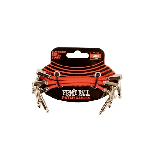 Ernie Ball Flat Ribbon Patch Cable 3 Inch - Red - 3 Pack - color: Red, size: 3 Inch, style: 3-Pack
