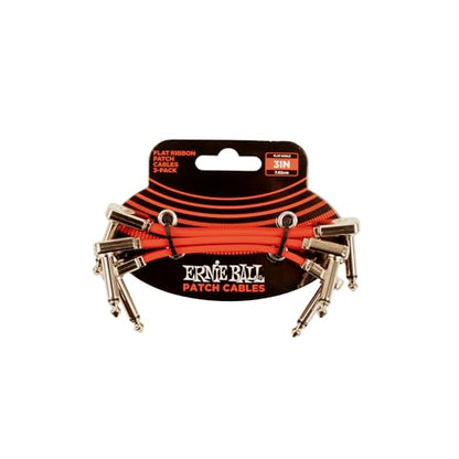 Ernie Ball Flat Ribbon Patch Cable 3 Inch - Red - 3 Pack - color: Red, size: 3 Inch, style: 3-Pack