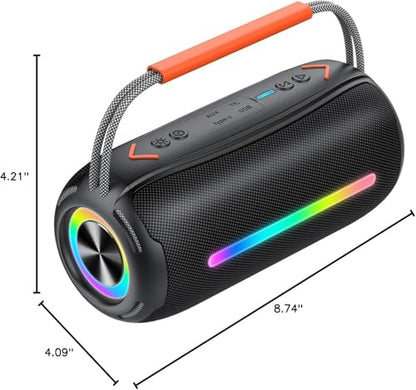 aowoka Bluetooth Speaker Portable Wireless Bluetooth Speakers with HD Stereo Sound, BT 5.4 TWS Pairing, IPX7 Waterproof, 30H Battery Life with Led Light for Outdoor/Party/Sport/Travel/Gifts