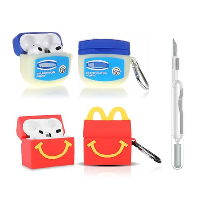 (2Pack+Cleaner Pen) XMBYGY Case for Apple AirPods 3rd Generation Wireless Earbuds with Cleaning Pen Kit, Silicone Cute Charging Case Shockproof Protective Cover and Carabiner for AirPods 3 (FSL+M) - color: FSL+M