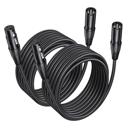 Aqdocvf 2-Pack Premium XLR Cable - 25ft, Male to Female Microphone Cable | Oxygen-Free Copper (OFC) Mic Cord for Speaker Podcast Audio Mixer DMX Effector Amplifier Sound Card, Black - size: 25 Feet