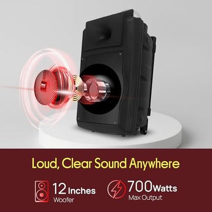 Wireless Portable PA Speaker System - 700 W Battery Powered Rechargeable Sound Speaker and Microphone Set with Bluetooth MP3 USB Micro SD FM Radio AUX 1/4" DJ Lights - for PA/Party - Pyle PSUFM1280B - color: Black