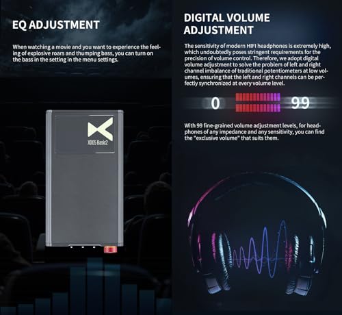 Xduoo XD05 BASIC2 Portable DAC Headphone Amplifier - CS43131 chip 32bit/384kHz DSD256 MQA 8X Output Power 750mW Gain Bass EQ Adjustment