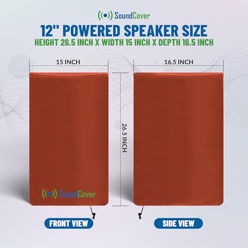 12-Inch PA/DJ Speaker Cover – Brown 420D Polyester with Silver UV50 Coating – Water-Resistant, Protective Bag for Stand-Mounted Powered Speakers – Lightweight, Open-Bottom Design (Single Cover) - size: 12 Inch Single Cover