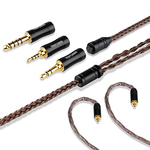 Linsoul Tripowin Amber 32AWG OFC Oxygen Free Cable HiFi IEM Cable with Interchangeable 2.5mm/3.5mm/4.4mm Plug, PVC Sleeve Replacement Cable for Audiophile(MMCX) - size: MMCX