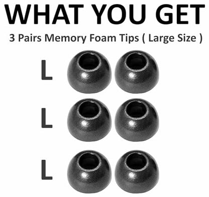 A-Focus for Pixel Buds Pro 2 Memory Foam Ear Tips Replacement Comfortable No Silicone Pain Fit in Case Eartips Cover Compatible with New Google Pixel Buds 2 Pro Black L 3 Pairs - size: L