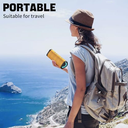 Vanzon Bluetooth Speakers V40 Portable Wireless Speaker V5.0 with 24W Loud Stereo Sound, TWS, 24H Playtime & IPX7 Waterproof, Suitable for Travel, Home&Outdoors(Yellow,Hij - color: Yellow