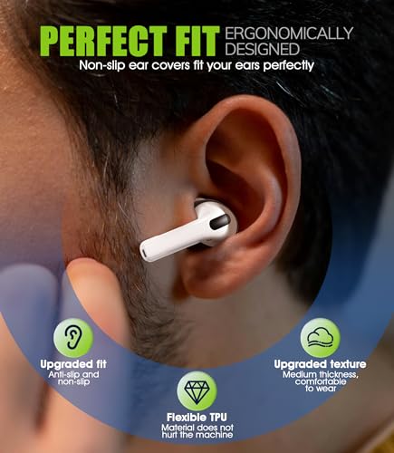 6 Pairs Covers for AirPods Pro 3 Ear Tips with Cleaning Kit, Scratch Resistant Anti Slip Sport Grip Earbud Covers for AirPods Pro 3rd Generation 2025 - White/Transparent/Black
