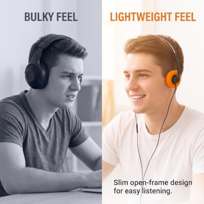 2 Pcs Retro On Ear Headphones, Wired Stereo Headphones, Lightweight Portable Headphone with Adjustable Headband, Cassette Player, Over-Ear Headphone(Orange) - color: Orange
