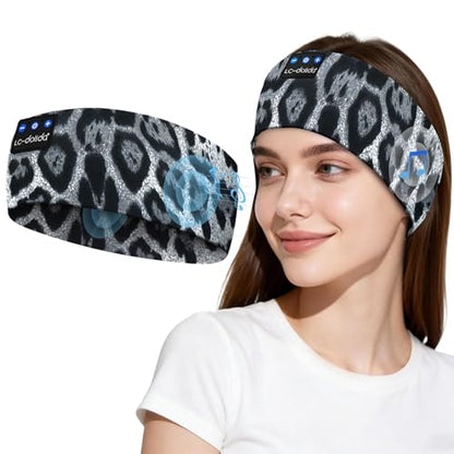 LC-dolida Sleep Headphones Bluetooth, Headband Headphones Earphones Wireless, Sleep Mask for Sleeping, Sports, Gifts, Workout, Jogging, Yoga,Insomnia, Air Travel, Meditation - color: Leopard Print