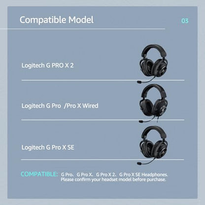 Cooling Gel Earpads for Logitech G Pro X Headphones - Black - color: Black-Frozen