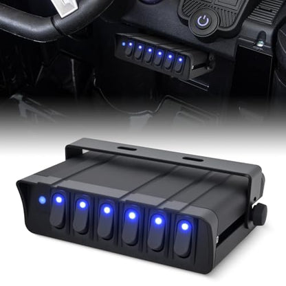 Nilight 6 Gang Rocker Switch Box Waterproof 60Amp Max | SPST Toggle Panel Blue LED 12V 24V 20A for Automotive Cars Vehicles Boats RVs Campers SUVs - color: Blue 6 Gang Switch Box