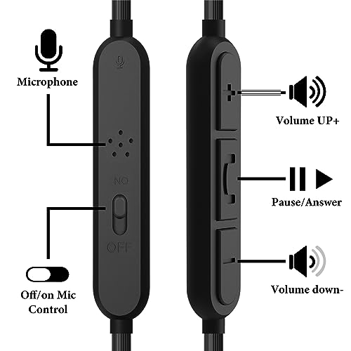 GEEKRIA Audio Cable with Mic Compatible with Bose QC45/QCUltraII/QC35II/QC25 Headphones, 2.5mm to 3.5mm Replacement Stereo Cord with Inline Microphone and Volume Control (4 ft / 1.2 m) - color: Black
