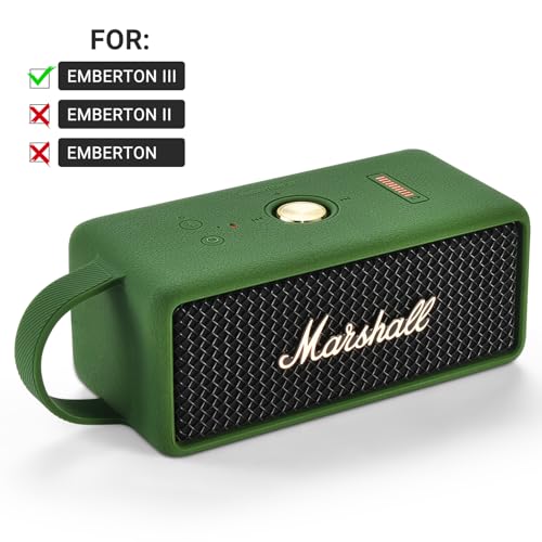 Silicone Case for Marshall EMBERTON III Portable Bluetooth Speaker,Soft Silicone Protective Case Compatible with Marshall EMBERTON III Portable Bluetooth Speaker (Green) - color: Green