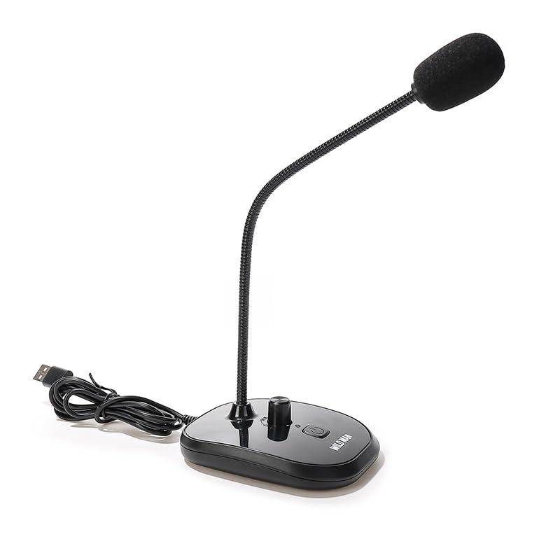 WILD MAN USB Computer Microphone, Plug &Play Desktop Condenser PC Laptop Mic,Mute Button with LED Indicator, Compatible with Windows/Mac, Ideal for YouTube,Zoom,Recording,Twitch Games