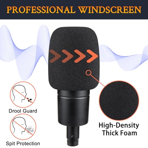 SOULWIT 2Pcs Pop Filter for ATH AT2035 - Black | Windscreen for Audio-Technica ATH AT2035 Cardioid Condenser Microphone
