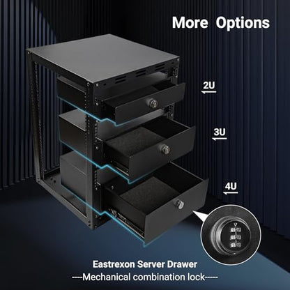 15U Open Frame Server Rack, Wall-mountable IT Rack w/Swivel Casters, 2 Rack Shelves, Top & Bottom Panels, Network Rack for Stereo/Computer/Data/IT/AV Equipment, 19.7”L x 18.8”W x 32.3”H - size: 15U