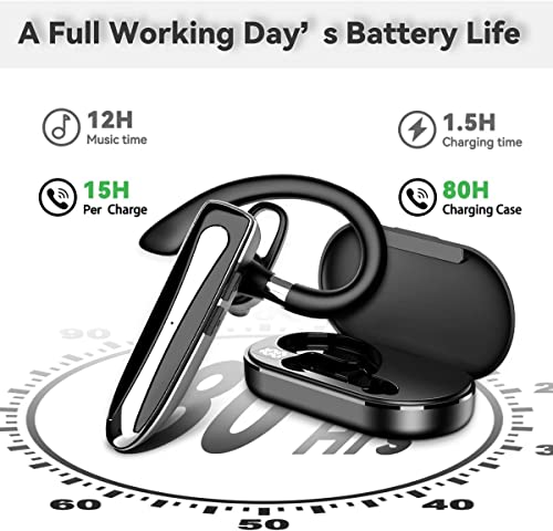 Bluetooth Headset, Wireless Bluetooth 5.0 Earpiece Hands-Free Earphones with Stereo Mic,8 Hrs Play time, Compatible iPhone Android Cell Phones Driving, Business, Office