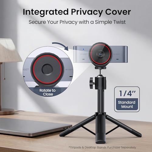 EMEET C960 Ultra 4K Webcam for Mac & PC, 1/1.5" Large Sensor, Metal Body | 0.2s Autofocus, DRC, Whiteboard Mode, Built-in Privacy Cover, 2 Mics, USB Webcam 4K for Meetings, Streaming, Content Creation - style: 4K Ultra