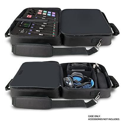 USA Gear Audio Mixer Case Fits RODECaster Pro II, Pro & Duo, GoXLR, & more Podcast Equipment - Podcast DJ Travel Bag with Customizable Interior, Scratch-Resistant Interior, Shoulder Strap (Black) - color: Black