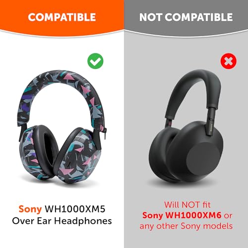 WC ShellZ XM5 - Exterior Shell & Headband Covers for Sony WH1000XM5 | Made by Wicked Cushions | Protective, Made with Premium Silicone | 90's Black - color: 90's Black
