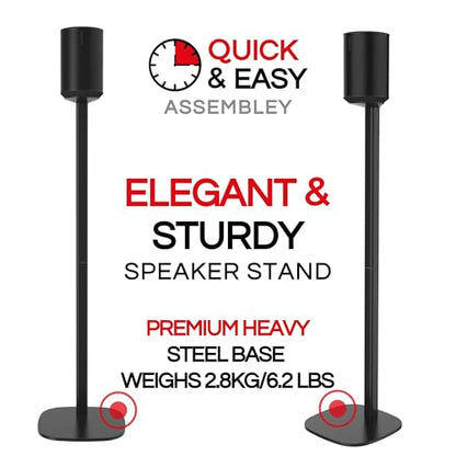 ERA 100 Floor Stand, Twin (2pcs), Black, Double, Pair | Compatible with Sonos ERA100 & ERA 100 SL, Sonos ONE & Play:1 Speakers, Accessories Included. UK Design, Height 36in / 920mm - color: Black