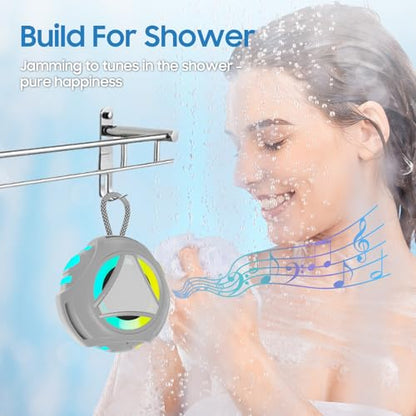 Bluetooth Shower Speake Waterproof，Portable Outdoor Bluetooth Speake with RGB Lights，IPX67 Floating，Built-in Mic，24Hrs Playtime，True Wireless Stereo，Gifts for Teens Boy Girls Women Men - Gray - color: Gray