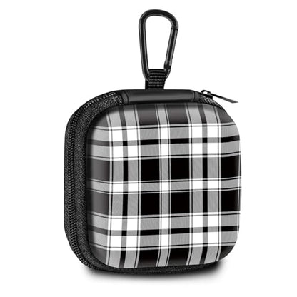 Square Data Cable Earbud Charger Coin Storage Bag Shockproof and Drop-Proof EVA Material Compatible with AirPod(Plaid Textile Black and White) - color: Plaid textile black and white