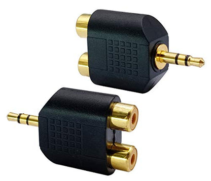 3.5mm to RCA Splitter Adapter Gold Plated 3 Poles 3.5mm (1/8 inch) Stereo Audio Male to 2 RCA Female AUX Audio Y Splitter Adapter Converter (5Pack)