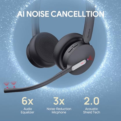 Yealink WH64 Hybrid Mono DECT Bluetooth Wireless Headset with Mic for Work | Teams Zoom Certified, Single Headphones with USB DECT Dongle for PC Mobile, 492ft Long Range, 3X Mic Noise Canceling, 26H - style: WH64 Hybrid Mono