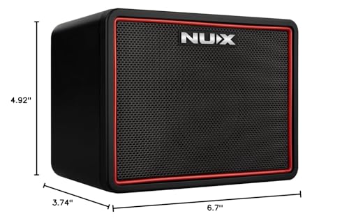 NUX Mighty Lite BT MKII Guitar Amp, 3W Electric Guitar/Bass Amplifier with Clean/Overdrive/Distortion Channel，7 Presets，512 Samples IR, Built in Drum Machine, Desktop Amplifier with Bluetooth