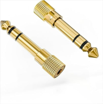 2 Pack 6.35mm Male to 3.5mm Female 1/4 inch to 1/8 inch 24K Stereo Audio Jack Adapter for Aux Cable, Guitar Amplifier, Headphone