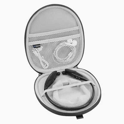 Geekria Shield Hard Shell Case for Neckband Headphones, Compatible with LG HBS-920, HBS-750, HBS-910, Sony WI-C600N, Jabra Halo Fusion, Travel Carrying Case with Cable Storage, Black