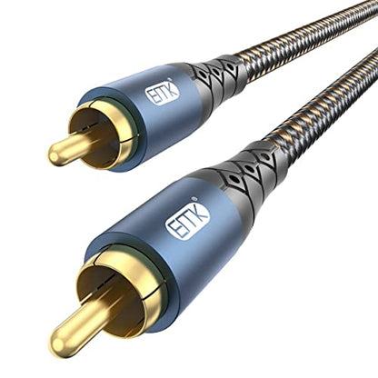 EMK Subwoofer Cable RCA to RCA Audio Cable 24K Gold-Plated Nylon Braided Double Shielded Digital Analogue Supports Amplifiers,Home Theater,Hi-Fi Systems,Subwoofer(3.3ft/1m) - size: 3.3ft/1m, style: RCA to RCA