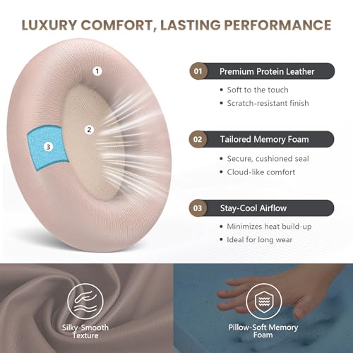 Studio Pro Headphone Ear Pads, Replacement Earpads/Cushions for Beats Studio Pro, with Premium Protein Leather, Resilient Memory Foam, Added Thickness - color: Moon