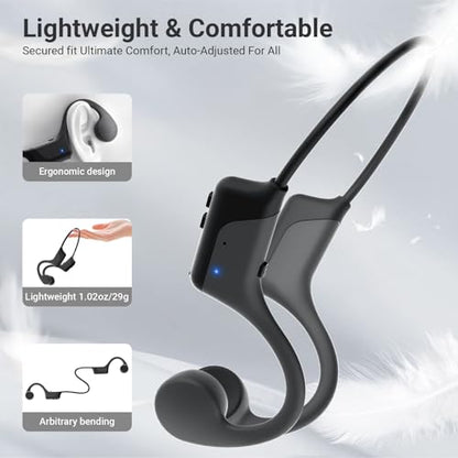 New Bone Conduction Open-Ear Headphones, Bluetooth 6.0, IPX5 Waterproof, 8H Playtime, Lightweight & Comfortable Sports Earphones for Running, Gym, Cycling, Workout, Sweatproof Wireless Headsets