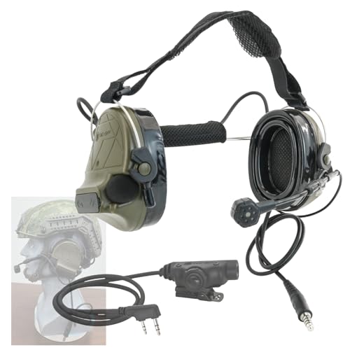 HEARFALCOM Tactical Headset C5 PRO Headphones with Mic Noise Cancelling for kenwoo Two-Way Radio for Airsoft CS Gaming - color: Green
