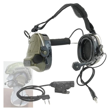 HEARFALCOM Tactical Headset C5 PRO Headphones with Mic Noise Cancelling for kenwoo Two-Way Radio for Airsoft CS Gaming - color: Green