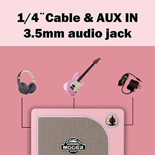 MOOER Guitar Amplifier Combo 15W, Practice Amp with 9 Digital Amp Models, 6.5" Speaker, Bluetooth, Headphone Output, for Electric/Acoustic Guitar and Bass - Hornet Pink - color: pink