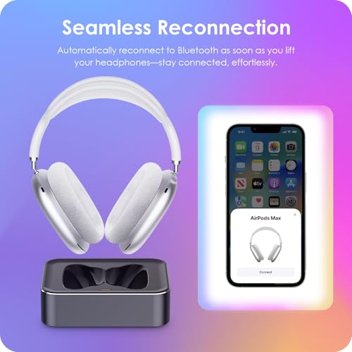 Headphone Charging Station for AirPods Max 1 & 2 - Magnetic Charger Dock with Lightning & USB-C Connectors, LED Indicator, Easy Drop-in Charging (Space Gray) - color: Space Gray