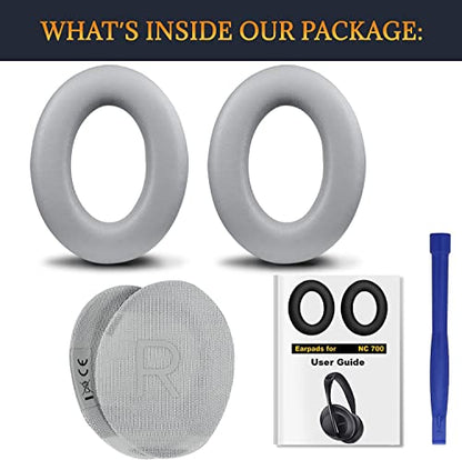 SOULWIT Protein Leather Replacement Earpads for Bose 700 (NC700) Wireless Headphones, Ear Pads Cushions with Softer Protein Leather, High-Density Noise Cancelling Foam, Added Thickness - Silver - color: Silver