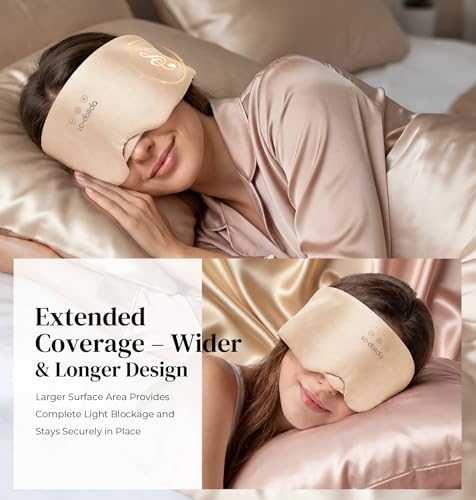 LC-dolida 3D Silk Bluetooth Sleep Mask, Mulberry Silk Sleep Mask with Bluetooth Headphones, Bluetooth Eye Sleep Mask for Side Sleepers, Total Blackout Bluetooth Eye Mask for Women Men, Champagne - color: Champagne