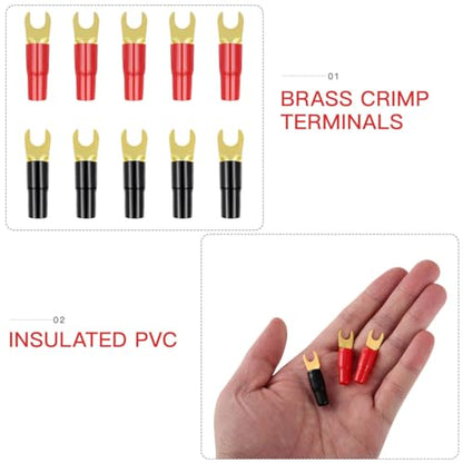 5 Pairs Spade Terminal Crimp Terminals Crimp Barrier Spades Copper Spade Crimp Connectors 8ga Terminal Speaker Wire Connectors