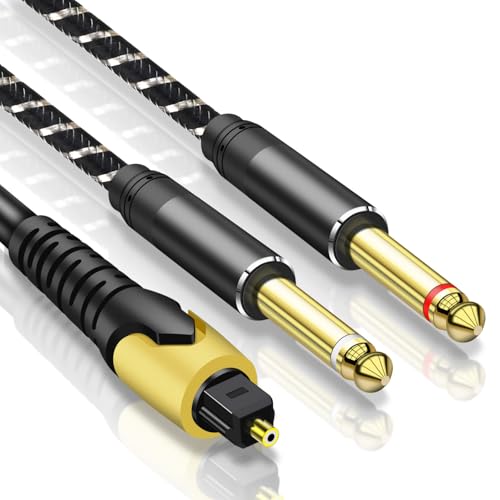 192KHz DAC Optical to Dual 6.35mm Converter,Optical Audio Cable to Dual 6.35mm 1/4" TS Mono Audio Adapter,Digital to Analog Audio Converter for HDTV,DVD,Set-top Boxes(O-ptical to 1/4" Only) Cable -6FT - size: 6.FT