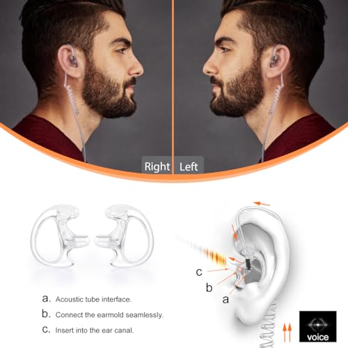 Zeadio 8-Pair Pro-Grade Covert Surveillance Earbud, Replacement Ear Insert, Silicon Earmold Earplug for Two-Way Radio Earpiece Audio Coil Tube, Compatible with Motorola/Kenwood ect (16pcs) - style: Pair of 8