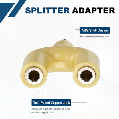 MECCANIXITY 2pcs Headset Mic Splitter Adapter 3.5mm Male to Dual Y Yellow - color: Yellow