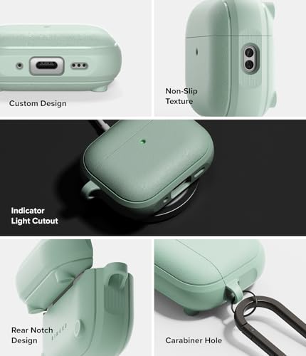 Ringke Onyx Magnetic for AirPods Pro 3 Case [Compatible with MagSafe] Oil & Dirt Resistant Feels Good in The Hand Non-Slip Lightweight Cover with Carabiner - Mint - color: Mint, size: AirPods Pro 3