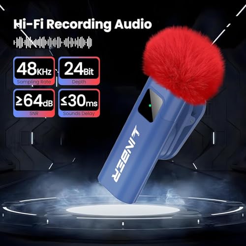 Wireless Lavalier Microphone for iPhone, Noise Cancelling - color: Blue, style: A2 (1TX+1RX)