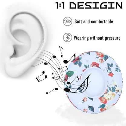 Headphone Replacement Ear Pad Cover Compatible with Beats by Dre Solo3 Solo2 Wired Wireless Headphones Protein Leather Memory Foam Headphone Cushion Ear Muffs-White Flower - color: White flower